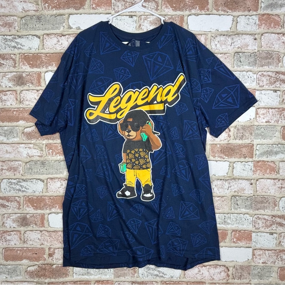 OG Hustle 4XL Bailey Apparel Navy Blue T-Shirt Legendary Hustle Diamonds Money